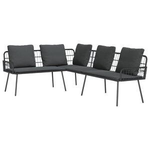 Sofa d'angle vidaXL Noir 231x173x78 cm en Poly Rattan