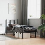 vidaXL Cadre de lit métal sans matelas avec tête de lit noir 75x190 cm