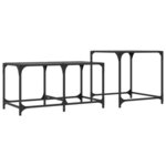 vidaXL Tables basses gigognes 2 Pièces dessus en verre noir acier