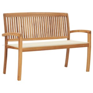 vidaXL Banc de jardin empilable et coussin 128 5cm Bois de teck massif
