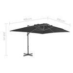 vidaXL Parasol déporté avec mât en aluminium 400x300 cm anthracite