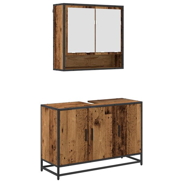 vidaXL Ensemble de mobilier de salle de bain 2 Pièces Bois Ancien