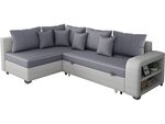 Canapé d'angle convertible "Gregory" - Avec étagères - 4 Places - Gris/Blanc - Angle gauche