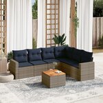 vidaXL Salon de jardin 7 Pièces avec coussins gris résine tressée