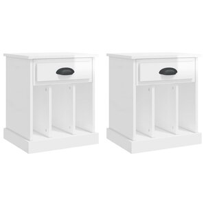 vidaXL Tables de chevet 2 Pièces blanc brillant 43x36x50 cm