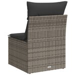 vidaXL Canapé de jardin sans accoudoirs coussins gris résine tressée