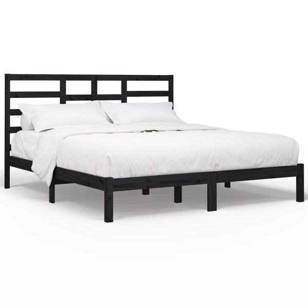 vidaXL Cadre de lit sans matelas noir bois massif 200x200 cm