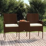 vidaXL Canapé de jardin 2 places et table basse Résine tressée Marron