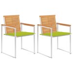 vidaXL Chaises de jardin avec coussins 2 Pièces Teck solide et acier