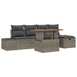 vidaXL Ensemble Canapé de Jardin 6 Pièces avec Coussins en Rattan Poly Gris