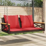 vidaXL Balancelle avec coussins marron 109x62x40 cm résine tressée