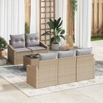vidaXL Ensemble de canapé de jardin 6 Pièces Beige  Gris 55 x 55 x 37 cm