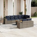 vidaXL Salon de jardin 9 Pièces avec coussins gris résine tressée