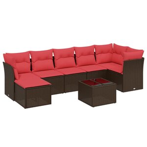 vidaXL Salon de jardin 8 Pièces avec coussins marron résine tressée