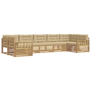 vidaXL Ensemble de canapés d'extérieur 7 Pièces Blanc et Beige
