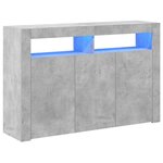 vidaXL Buffet avec lumières LED gris béton 115 5x30x75 cm