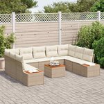 vidaXL Ensemble de canapé de jardin 6 Pièces beige et crème Poly rotin