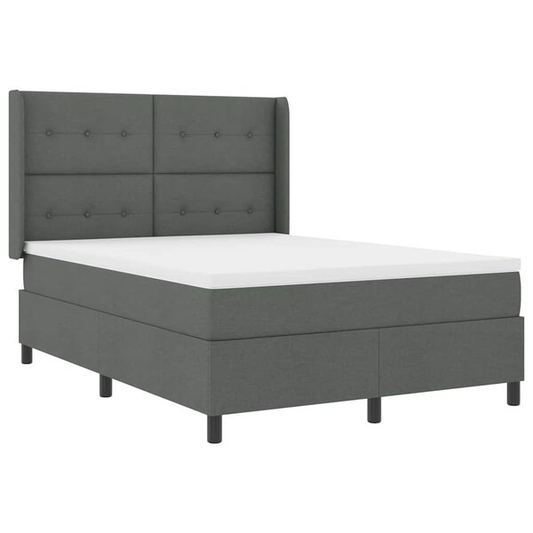 vidaXL Lit à ressort LED avec matelas Gris foncé 140 x 200 cm tissu