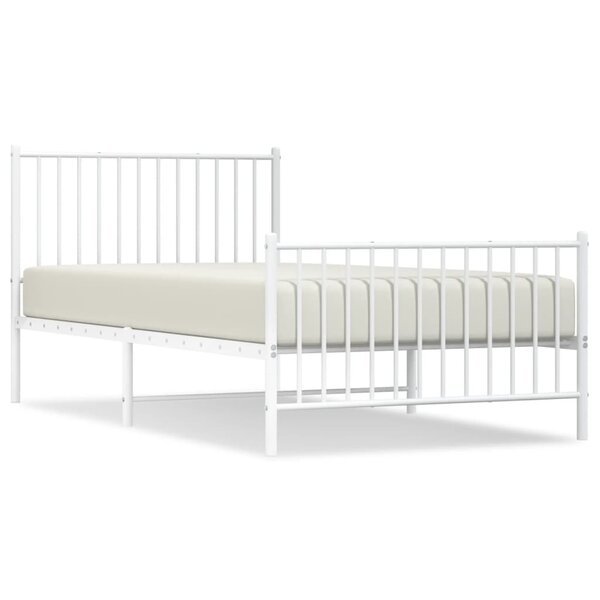 vidaXL Cadre de lit métal avec tête de lit/pied de lit blanc 100x200cm