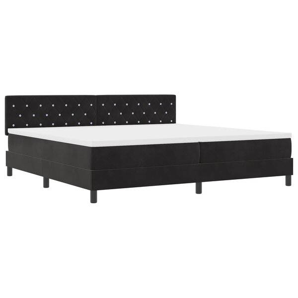 Lit box spring vidaXL avec matelas Noir 200x200 cm Velours