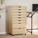 vidaXL Cabinet Roulant avec Tiroirs avec roue MOSS Vernis transparent