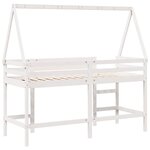 vidaXL Lit superposé et échelle et toit blanc 90x200cm bois pin massif