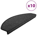 vidaXL Tapis d'escalier 10 pièces 65 x 24 x 4 cm Anthracite Demi-rond Grand