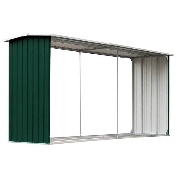 vidaXL Abri de stockage de bois Acier galvanisé 330x92x153 cm Vert