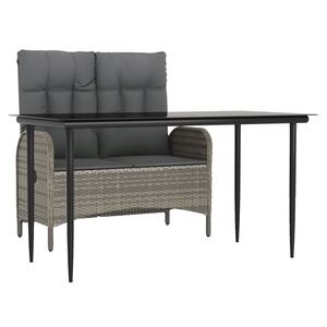 vidaXL Ensemble à manger jardin et coussins 2 Pièces gris rotin