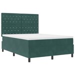 vidaXL Lit à ressort LED avec matelas Vert foncé 140 x 200 cm Velours