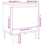 vidaXL Table de chevet avec pieds en métal Chêne fumé 40x30x50 cm