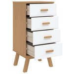 vidaXL Table de chevet OLDEN blanc et marron bois de pin solide