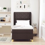 Lit Box Spring vidaXL avec Matelas Marron Foncé 100x200 cm Tissu