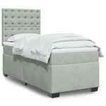 vidaXL Sommier à lattes de lit et matelas Gris clair 90x190 cm Velours