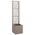 Jardinière vidaXL avec treillis marron clair 36x36x140 cm en PP