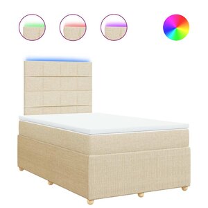 vidaXL Sommier à lattes de lit avec matelas Crème 120x200 cm Tissu
