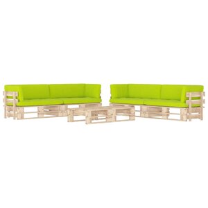 vidaXL Salon de jardin palette 6Pièces avec coussins Bois de pin imprégné