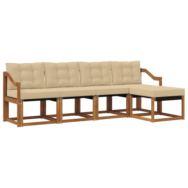 vidaXL Ensemble de canapés d'extérieur 5 Pièces Naturel et Beige