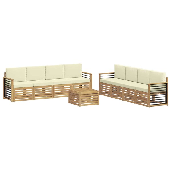 vidaXL Ensemble de canapés d'extérieur 9 pc Blanc et crème Polyester
