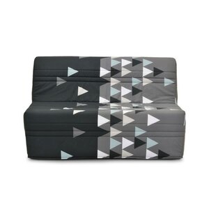 Banquette-lit BZ - Joe - Tissu Gris et noir - 2 places - 143 x 97 x 89 cm - Matelas 9 cm