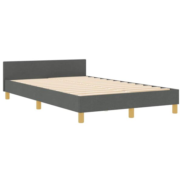 vidaXL Cadre de lit avec tête de lit Gris foncé 120 x 190 cm tissu