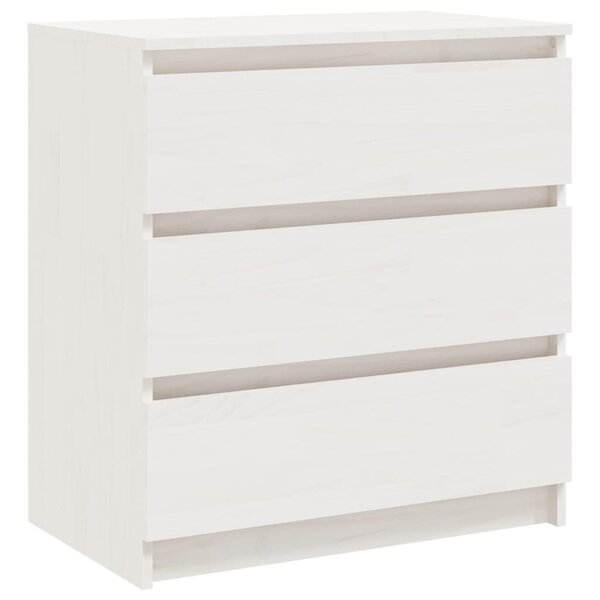 vidaXL Table de chevet Blanc 60x36x64 cm Bois de pin massif