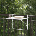 vidaXL Table Suspendue de Balcon Blanc 60 x 39 x 65 cm Acier