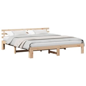 vidaXL Cadre de lit avec tête de lit Naturel 180 x 200 cm Pin massif