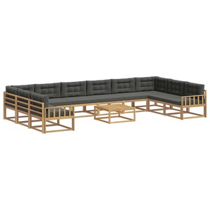 vidaXL Ensemble de canapés d'extérieur 11 Pièces Blanc et anthracite