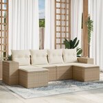vidaXL Salon de jardin avec coussins 6 Pièces beige résine tressée