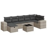 vidaXL Salon de jardin 8 Pièces avec coussins gris clair résine tressée