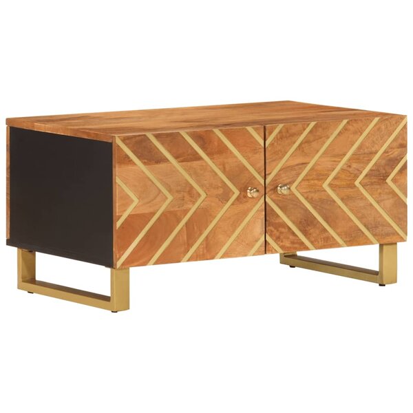 vidaXL Table basse marron et noir 80x50x40 cm bois de massif manguier