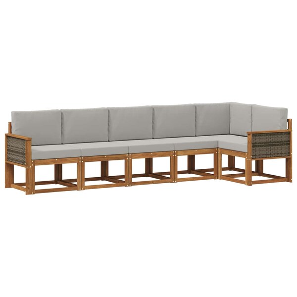 vidaXL Ensemble de canapés d'extérieur 6 pc Naturel et gris clair