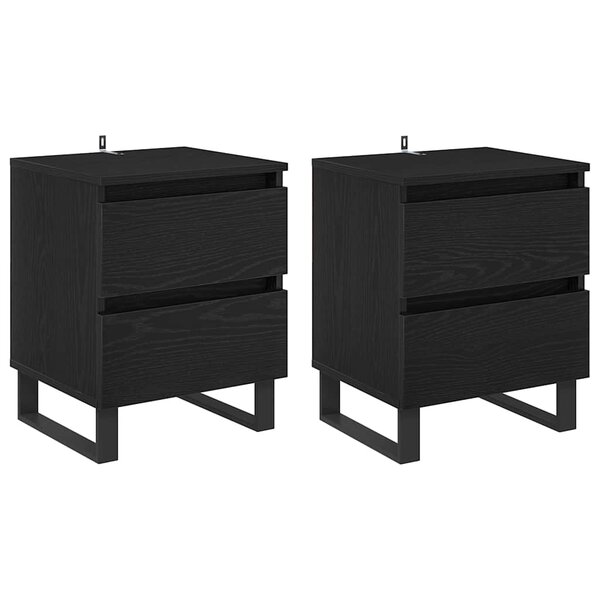 vidaXL Cabinet de chevet avec tiroir 2 Pièces Chêne noir 40 x 35 x 50 cm